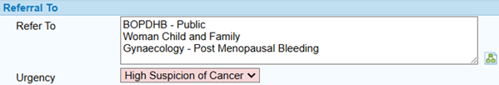 Screen shot of post menopausal bleeding